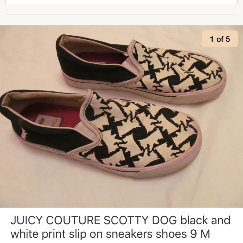 JUICY COUTURE black and white Scotty dog sneakers